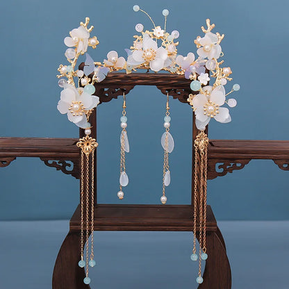 Chinese Hanfu Hair Accessories Set – Elegant Bridal & Retro Wedding Headdress 💖✨