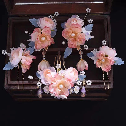 Chinese Hanfu Hair Accessories Set – Elegant Bridal & Retro Wedding Headdress 💖✨