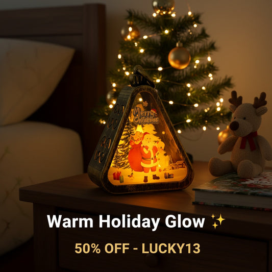 🎄 Mini Christmas LED Triangle Lantern – Santa, Snowman, Reindeer & Christmas Tree